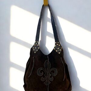 Carla Mancini Brown Suede Boho Shoulder Bag